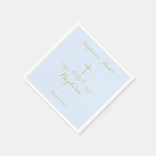Gold Cross en Laurels in Light Blue Servetten (Hoek)