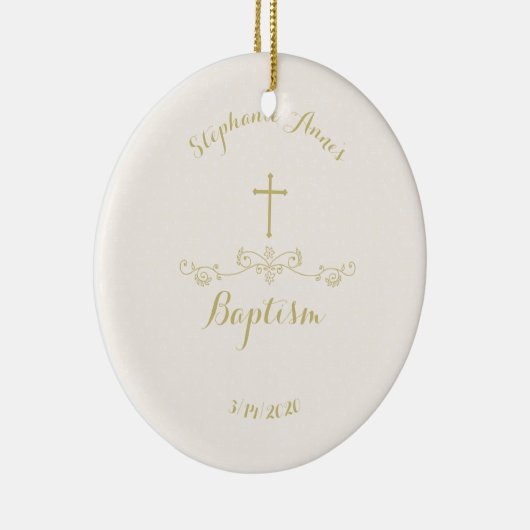 Gold Cross en Laurels Keramisch Ornament (Rechts)