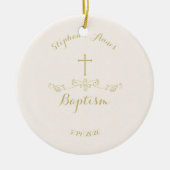 Gold Cross en Laurels Keramisch Ornament (Voorkant)