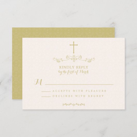 Gold Cross en Laurels RSVP (Voorkant / Achterkant)