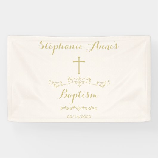 Gold Cross en Laurels Spandoek (Horizontaal)