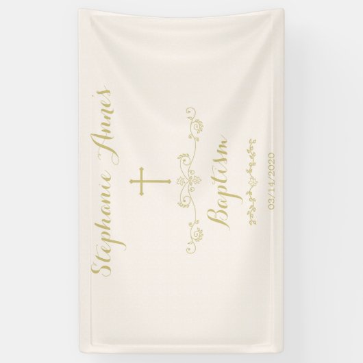 Gold Cross en Laurels Spandoek (Verticaal)