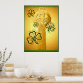 Gold Cross en Shamrocks Poster (Keuken)