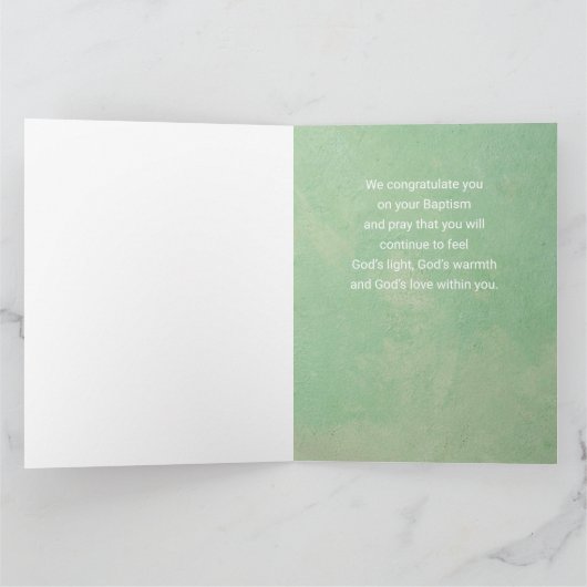 Gold Cross Eucalyptus Baptisme Kaart (Binnen)