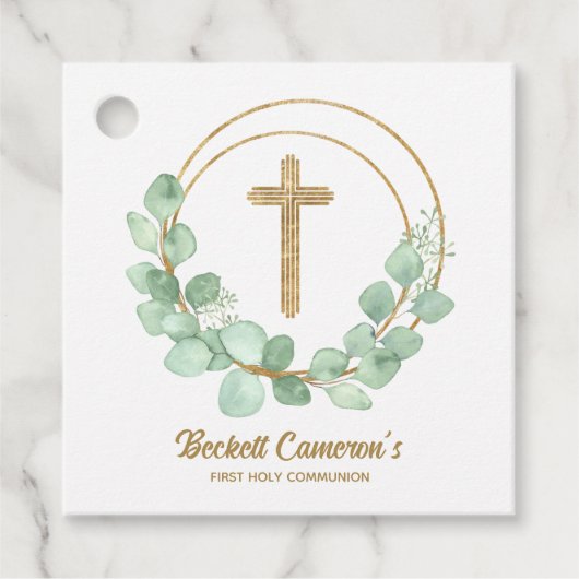 Gold Cross Eucalyptus Community Bedankjes Labels (Voorkant)