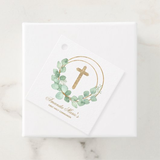 Gold Cross Eucalyptus Community Bedankjes Labels (In situ)