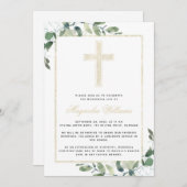 Gold Cross Eucalyptus Memorial Service Kaart (Voorkant / Achterkant)