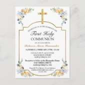 Gold Cross Floral 1st Heilige Communauteit Briefkaart (Voorkant)