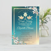 Gold Cross Floral Eerste Heilige Communauteit Kaart (Staand voorkant)