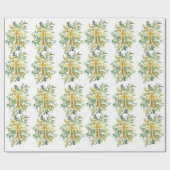 Gold Cross Floral Watercolor Baptism 1st Communion Cadeaupapier (Vlak)