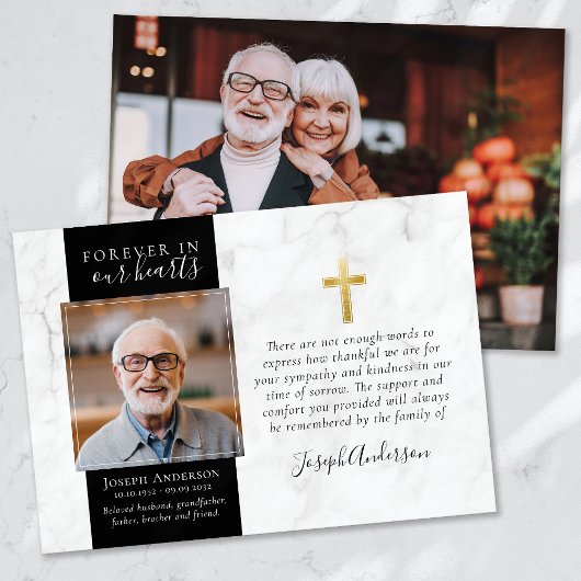 Gold Cross Fotosympathie Funeral Bedankkaart