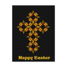 Gold Cross Fractal Happy Easter