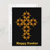 Gold Cross Fractal Happy Easter Feestdagenkaart (Voorkant / Achterkant)