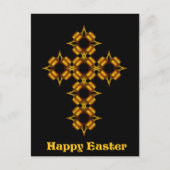 Gold Cross Fractal Happy Easter Feestdagenkaart (Voorkant)