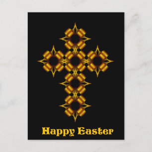 Gold Cross Fractal Happy Pasen Feestdagenkaart