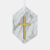 Gold Cross Glas Ornament (Voorkant links)