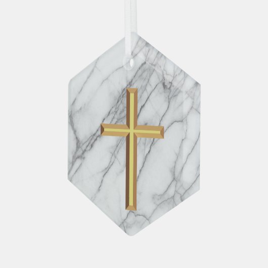 Gold Cross Glas Ornament (Voorkant links)
