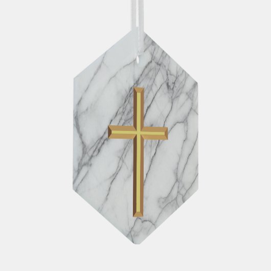 Gold Cross Glas Ornament (Voorkant Rechts)
