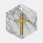 Gold Cross Glas Ornament (Achterkant)