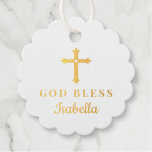 Gold Cross God Bless Baby Religieuze Baptisme Bedankjes Labels