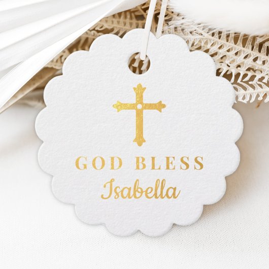 Gold Cross God Bless Baby Religieuze Baptisme Bedankjes Labels