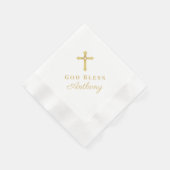 Gold Cross God Bless Baby Religieuze Baptisme Servet (Hoek)
