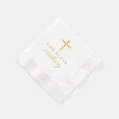 Gold Cross God Bless Baby Religieuze Baptisme Servet (Hoek)