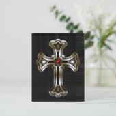 Gold Cross Gothic Wedding Kaart (Staand voorkant)