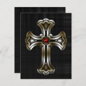 Gold Cross Gothic Wedding Kaart (Voorkant / Achterkant)