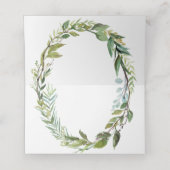 Gold Cross Greenery Wreath First Heilige Communie Plaatskaartje (Binnenkant ongevouwen)