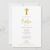 Gold Cross-Hand Geschreven Manuscript Girl Baptism Kaart (Voorkant)