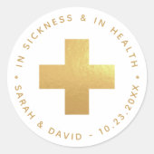 Gold Cross Hangover Kit in ziekte en gezondheid Ronde Sticker (Voorkant)