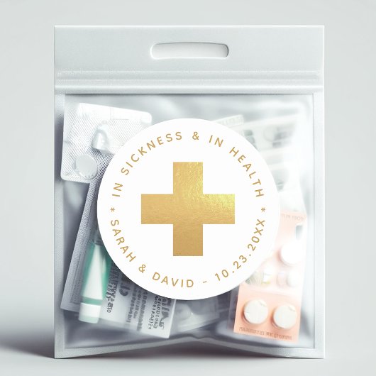 Gold Cross Hangover Kit in ziekte en gezondheid Ronde Sticker