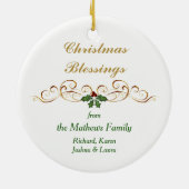 Gold Cross Holly Hope Keramisch Ornament (Achterkant)