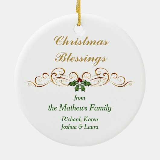 Gold Cross Holly Hope Keramisch Ornament (Achterkant)