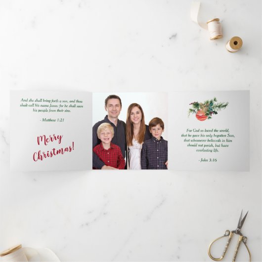 Gold Cross Holly Kerstfoto Sjabloon (Binnen)