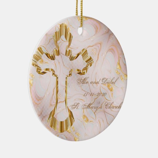 Gold Cross Keramisch Ornament (Rechts)