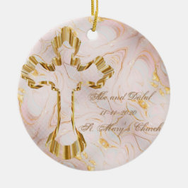 Gold Cross Keramisch Ornament