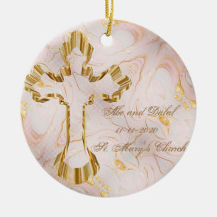 Gold Cross Keramisch Ornament