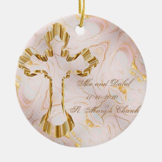 Gold Cross Keramisch Ornament (Voorkant)