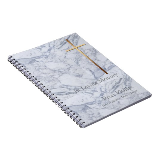 Gold Cross Marble 2 Funeral Memorial Guest Book Notitieboek (Rechterzijde)