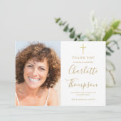 Gold Cross Memorial Funeral Foto: Dank u kaart (Staand voorkant)