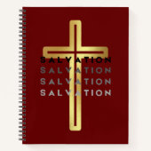 Gold Cross met Salvation Words Notitieboek (Voorkant)