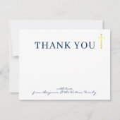 GOLD CROSS modern heilig baptisme blauw bedankt Kaart (Voorkant)