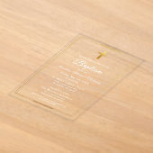 Gold Cross Modern Script Elegante doop Acryl Uitnodigingen (Laagn)