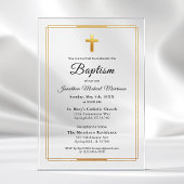 Gold Cross Modern Script Minimale elegante doop Acryl Uitnodigingen