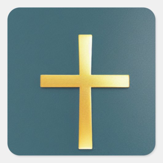 Gold Cross op Blue Background Sticker (Voorkant)