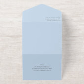 Gold Cross Pale Blue Script Photo Baptism Foil All In One Uitnodiging (Buiten)