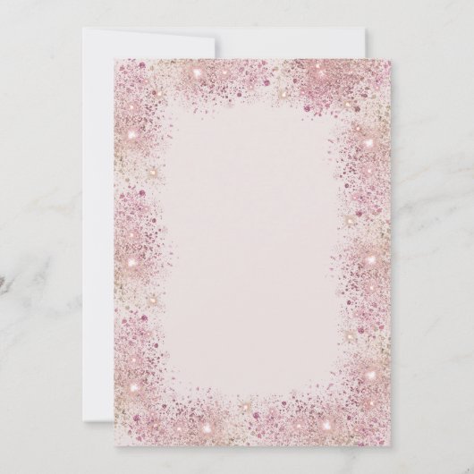  Gold Cross Pink Flowers Baptism Glitter Confetti Kaart (Achterkant)