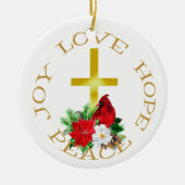 Gold Cross Red Cardinale Bouquet Keramisch Ornament (Voorkant)